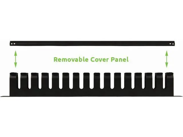 Alt view image 2 of 3 - NavePoint 1U Metal Rack Mount Horizontal Cable Manager Duct Raceway for 19 Inch Server Rack