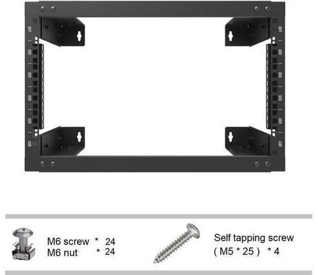 Alt view image 5 of 7 - Jingchengmei 6U Wall Mount Open Frame Rack-19 Inch Server Equipment Rack- Adjustable Depth 13-18 Inches 2 Post Open Frame Cabinet- Black (6U13-18InD)