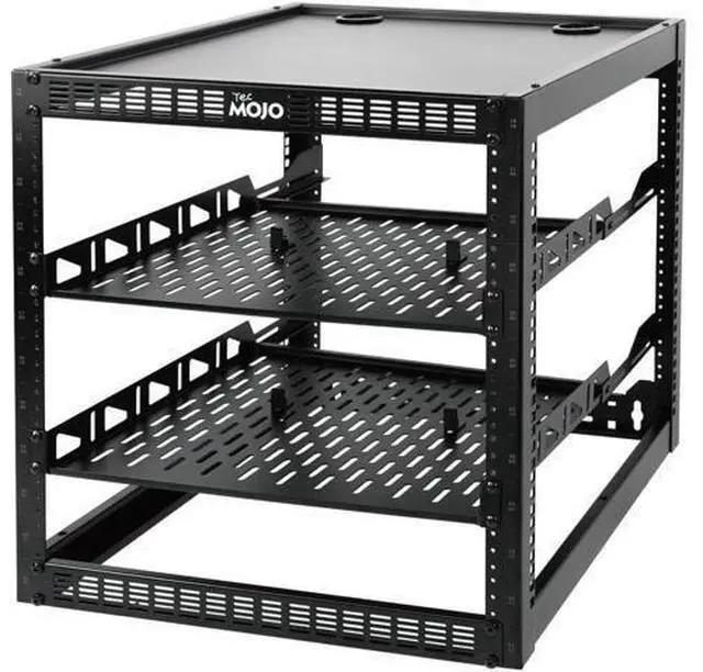 Main image of Tecmojo 12U Open Frame Network Rack for IT & AV Gear, AV Rack Floor Standing or Wall Mounted,with 2 PCS 1U Rack Shelves & Mounting Hardware,Network Rack for 19" Networking,Audio and Video Device
