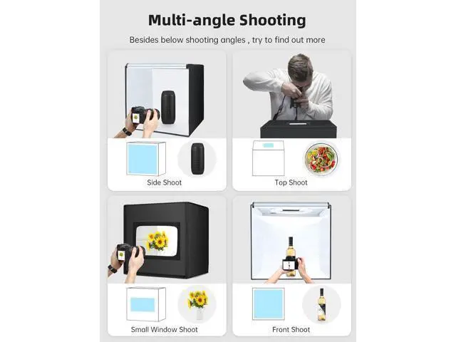 Alt view image 5 of 7 - Glendan Light Box Photography, Portable Photo Studio Light Box, 16" x 16" Professional Dimmable Shooting Tent Kit with 216 LED Table Top Light & 6 Backdrops Photo Box for Product Photography