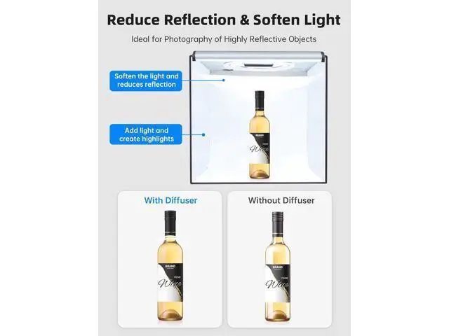 Alt view image 4 of 7 - Glendan Light Box Photography, Portable Photo Studio Light Box, 16" x 16" Professional Dimmable Shooting Tent Kit with 216 LED Table Top Light & 6 Backdrops Photo Box for Product Photography