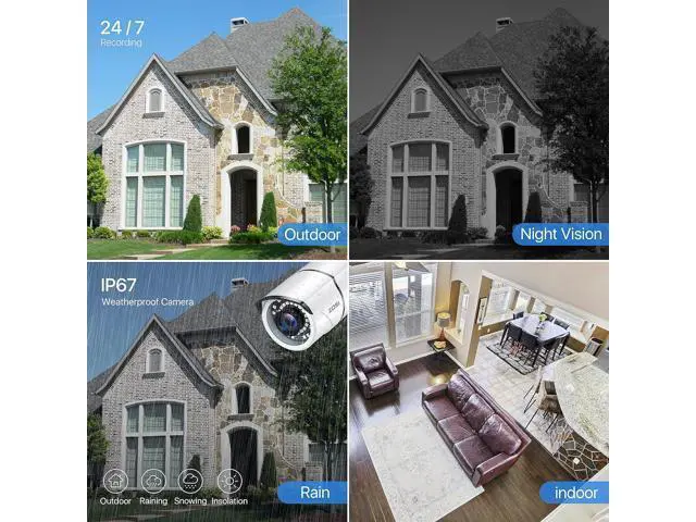 Alt view image 4 of 7 - ZOSI 4 Pack 2MP 1080p HD-TVI Home Security Camera Outdoor Indoor 1920TVL, 36PCS LEDs, Night Vision, Weatherproof Surveillance CCTV Bullet Camera