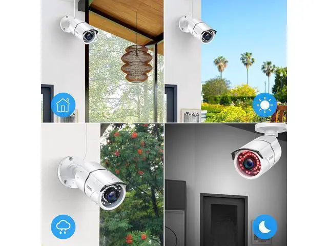 Alt view image 5 of 7 - ZOSI 4 Pack 2MP 1080p HD-TVI Home Security Camera Outdoor Indoor 1920TVL, 36PCS LEDs, Night Vision, Weatherproof Surveillance CCTV Bullet Camera