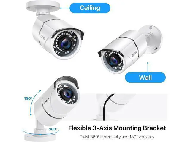 Alt view image 7 of 7 - ZOSI 4 Pack 2MP 1080p HD-TVI Home Security Camera Outdoor Indoor 1920TVL, 36PCS LEDs, Night Vision, Weatherproof Surveillance CCTV Bullet Camera