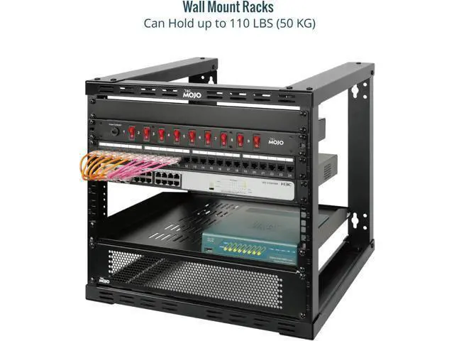 Alt view image 3 of 6 - Tecmojo 12U Wall Mount Rack, Wall Mount Network Rack 15.8in Depth, Open Frame Server Rack for 19in IT/AV/Data/Home Equipment, Black