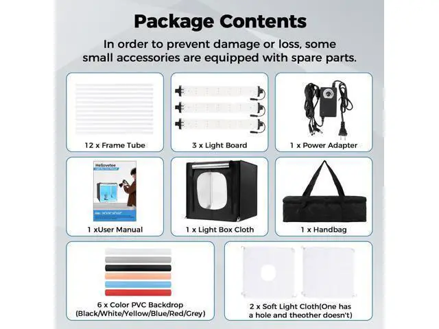 Alt view image 7 of 7 - Photo Light Box, Portable 12/16/20/24/32 Inch Photo Studio LightBox, Shooting Tent Kit with 189 Light Beads and 6 Color Backdrops. Lightbox with 3 Stepless Dimming Light Boards for Product Photography