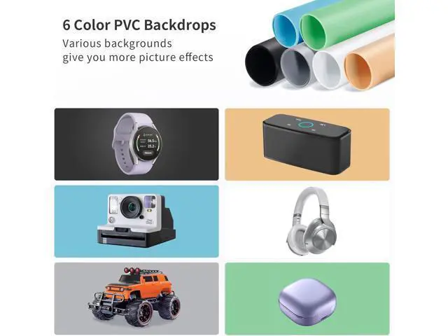 Alt view image 2 of 7 - RALENO Photo Studio Light Box, 20''x20'' Photo Box, Light Box Photography (120 LEDs, 5500K, 97CRI, 50W, 6 Color PVC Backdrops) for Still Life Photography