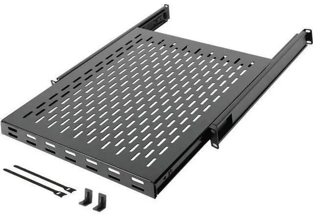 Main image of Tecmojo 1U Sliding Rack Shelf,4-Post Vented Rack Mount Shelf,21.7in Deep with Adjustable Mounting Depth 21.7-35.4in,Supports to 110lbs,for 19 Inch AV/Network Equipment Rack,Unassembled,Black