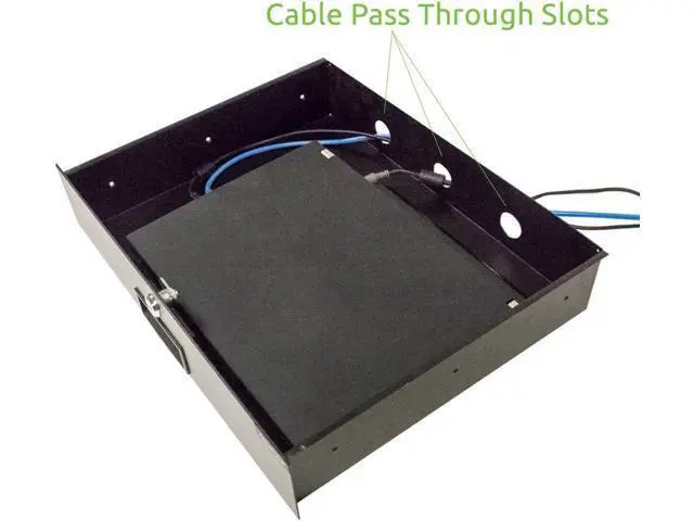 Alt view image 2 of 4 - Navepoint Rack Mount Drawer for 19-Inch Server Cabinet Case Or DJ with Lock and Key 1U Black