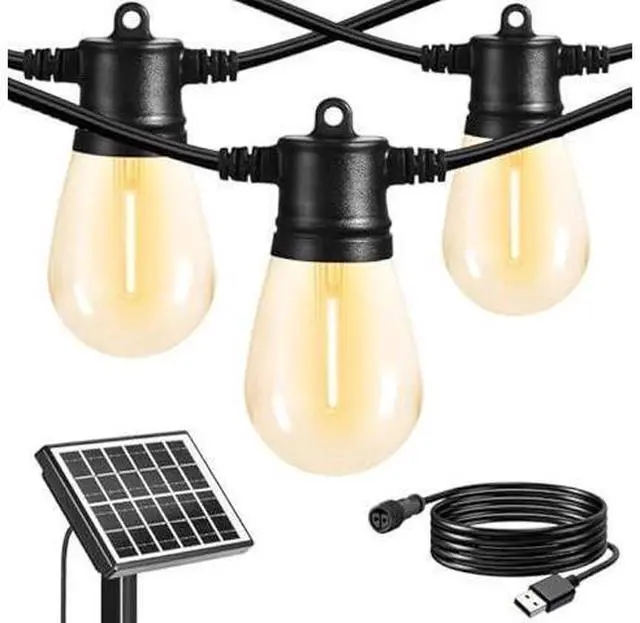 Main image of SUNTHIN 100ft Solar String Light Outdoor, USB Rechargeable Patio Solar Outdoor Lights with Waterproof & Shatterproof 30 LED Bulbs for Backyard, Porch, Garden, Pool, Party, Camping