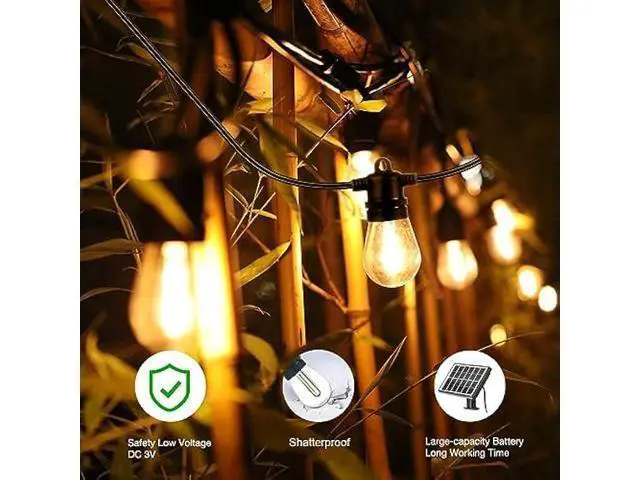 Alt view image 5 of 6 - SUNTHIN 100ft Solar String Light Outdoor, USB Rechargeable Patio Solar Outdoor Lights with Waterproof & Shatterproof 30 LED Bulbs for Backyard, Porch, Garden, Pool, Party, Camping
