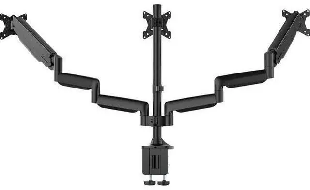 Main image of Triple Monitor Stand for Three Computer Screens up to 32, Heavy Duty C-Clamp Base, Fully Adjustable Gas Spring 3 Monitor Desk Mount Arms Hold up to 30.9 lbs Each