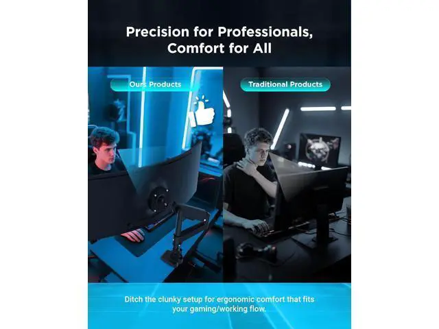 Alt view image 6 of 6 - Heavy Duty Monitor Arm for 13-49 Inch Ultrawide Screens, Holds Up to 44lbs, Fully Adjustable Single Monitor Mount, with Clamp & Grommet Base, 75/100mm VESA Desk Mount, Black