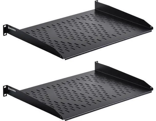 Main image of RackPath 1U Cantilever Universal Rack Shelf - 14in Deep Rackmount Shelf for 19 AV/Network Equipment Racks 55lbs Capacity - 2Pack