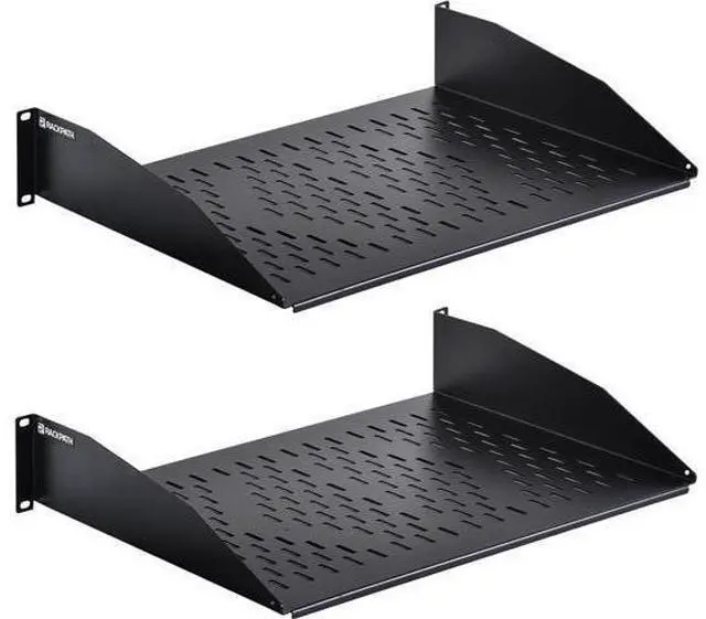 Main image of RackPath 2U Cantilever Universal Rack Shelf - 14in Deep Rackmount Shelf for 19 AV/Network Equipment Racks 55lbs Capacity - 2 Pack