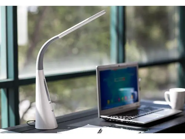 Alt view image 5 of 7 - Turcom LED Desk Lamp with Fan, Cool Breeze Lamp with Bladeless Fan with Adjustable Neck, 3 Speeds and 5 Brightness Levels, White
