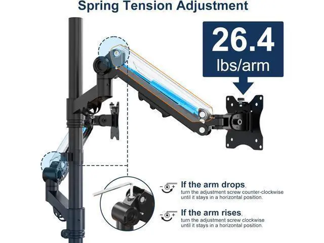 Alt view image 6 of 7 - Stacked Monitor Mount - Extra Tall Vertical Monitors Stand for 17-40 Inch Screen, Fully Adjustable and Hold 26.4 lbs per Arm, VESA 75/100 mm