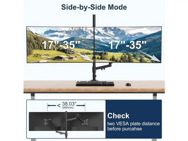 Alt view image 4 of 7 - Stacked Monitor Mount - Extra Tall Vertical Monitors Stand for 17-40 Inch Screen, Fully Adjustable and Hold 26.4 lbs per Arm, VESA 75/100 mm