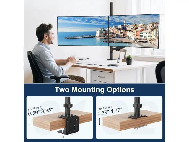 Alt view image 7 of 7 - Stacked Monitor Mount - Extra Tall Vertical Monitors Stand for 17-40 Inch Screen, Fully Adjustable and Hold 26.4 lbs per Arm, VESA 75/100 mm