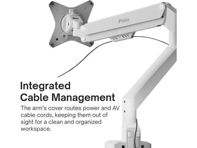 Alt view image 5 of 7 - Pixio PS1S Wave White Single Monitor Arm Stand Desk Mount - Fits up to 32 inches Monitors and up to 19.8lbs. VESA Compatibility and Integrated Cable Management
