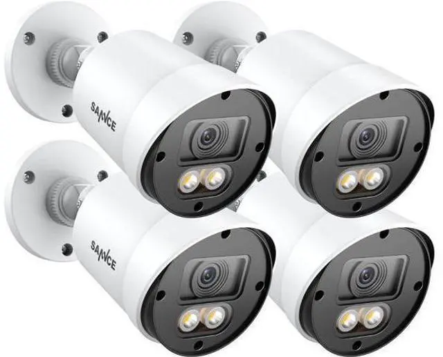 Main image of SANNCE Full Color Night Vision Security Camera, 4pcs 1080P TVI Wired CCTV Surveillance Camera for Home, Indoor Outdoor Use, Built-in 3500K Smart Warm Spotlight LED, 4 Cameras with Adapter & Cables