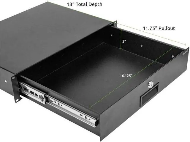 Alt view image 2 of 6 - Navepoint Rack Mount Drawer for 19-Inch Server Cabinet Case Or DJ with Lock and Key 2U Black