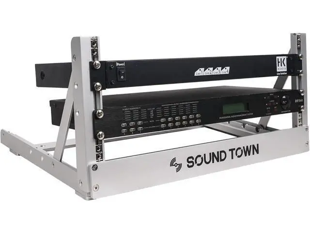 Alt view image 2 of 7 - Sound Town 4U Aluminum 2-Post Desktop Open-Frame Rack, Angle Adjustable, for Audio/Video, Network Switches, Routers, Patch Panels (2PF-4A)