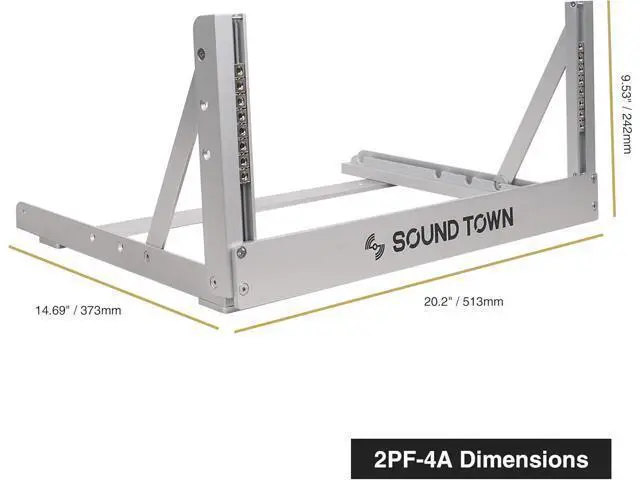 Alt view image 7 of 7 - Sound Town 4U Aluminum 2-Post Desktop Open-Frame Rack, Angle Adjustable, for Audio/Video, Network Switches, Routers, Patch Panels (2PF-4A)