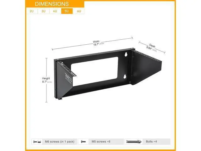 Alt view image 3 of 5 - RIVECO 5U Wall Mount Vertical Rack Network Bracket Firm Constructed Easy Assembly Narrow Space Mounting Racks for AV & Stereo Equipment Black