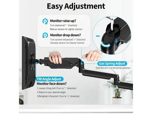Alt view image 2 of 7 - MOUNTUP Triple Monitor Mount for 17-32 inch Screens, Full Motion Triple Monitor Stand, 3 Monitors Desk Mount Holds 4.4-19.8 lbs Each, Clamp & Grommet Mounting, Black
