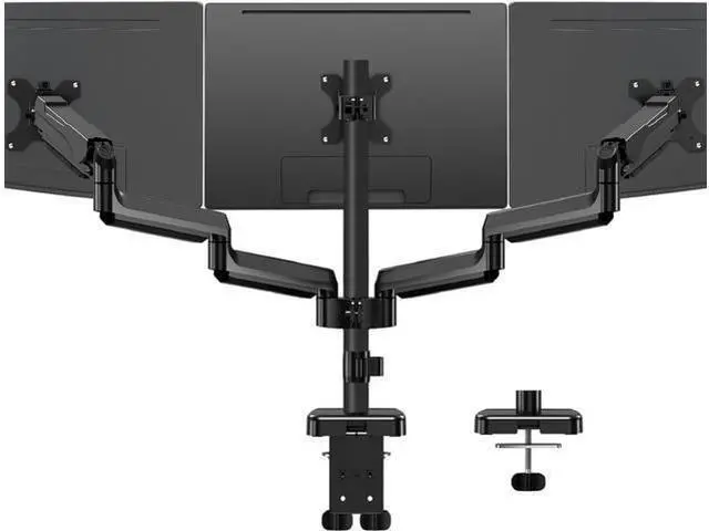 Main image of MOUNTUP Triple Monitor Mount for 17-32 inch Screens, Full Motion Triple Monitor Stand, 3 Monitors Desk Mount Holds 4.4-19.8 lbs Each, Clamp & Grommet Mounting, Black