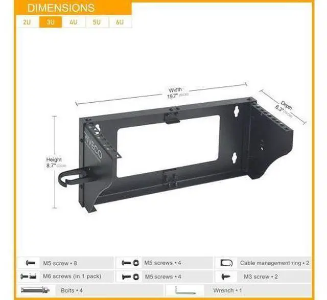 Alt view image 6 of 7 - RIVECO 3U Wall Mount Rack for Network Reinforced Heavy Load 66LBS Small Server Racks Vertical & Horizontal Mounting for 19 inches IT & Studio Equipment.
