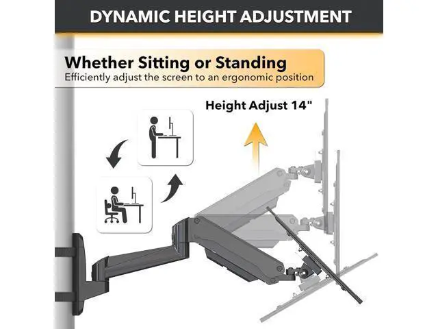 Alt view image 3 of 7 - CondoMounts CLMMMAB2022 Full Motion Pillar Monitor Mount | WorkBench Monitor Mount | Pallet Rack | NO Drill | GAS Spring Arm with VESA Plate | Pillar Mount | Holds 18lbs | Up to 32-in. Monitor | Black