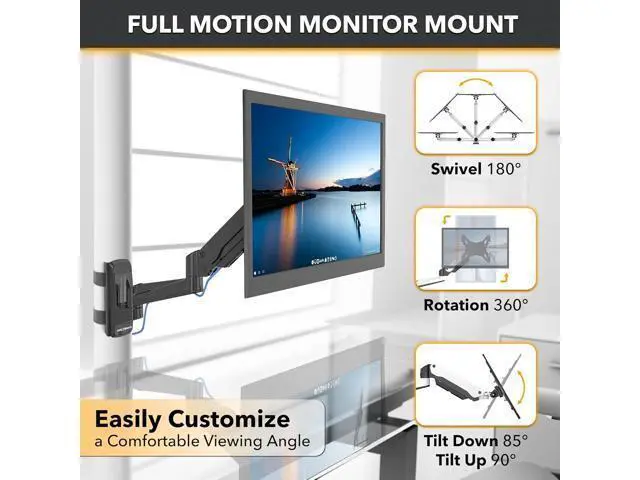 Alt view image 5 of 7 - CondoMounts CLMMMAB2022 Full Motion Pillar Monitor Mount | WorkBench Monitor Mount | Pallet Rack | NO Drill | GAS Spring Arm with VESA Plate | Pillar Mount | Holds 18lbs | Up to 32-in. Monitor | Black
