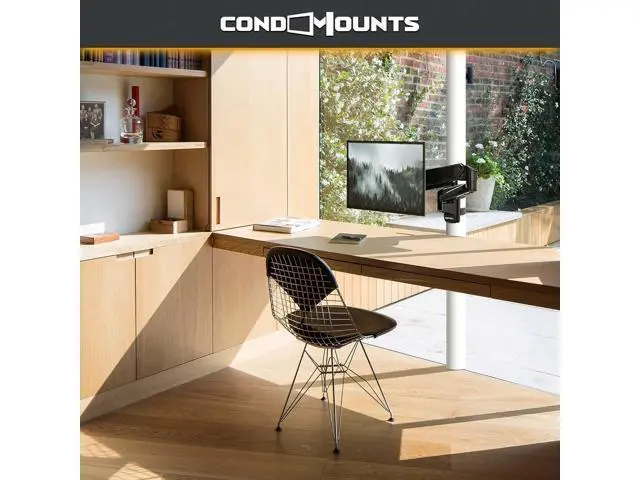 Alt view image 2 of 7 - CondoMounts CLMMMAB2022 Full Motion Pillar Monitor Mount | WorkBench Monitor Mount | Pallet Rack | NO Drill | GAS Spring Arm with VESA Plate | Pillar Mount | Holds 18lbs | Up to 32-in. Monitor | Black