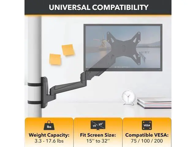 Alt view image 6 of 7 - CondoMounts CLMMMAB2022 Full Motion Pillar Monitor Mount | WorkBench Monitor Mount | Pallet Rack | NO Drill | GAS Spring Arm with VESA Plate | Pillar Mount | Holds 18lbs | Up to 32-in. Monitor | Black
