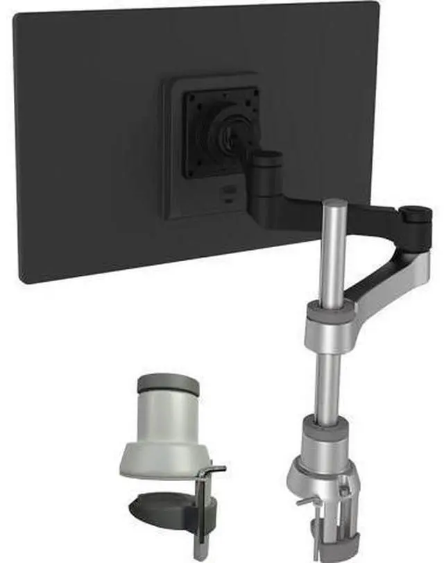 Main image of R-Go Zepher Monitor Arm, Single Monitor Desk Mount with Clamp, Adjustable Height & Rotation, Customizable Options for Optimal Ergonomics, up to 32Inch Monitors, Weigh max 8KG, Matte silver/black