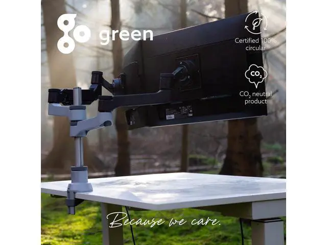 Alt view image 6 of 6 - R-Go Zepher Monitor Arm, Single Monitor Desk Mount with Clamp, Adjustable Height & Rotation, Customizable Options for Optimal Ergonomics, up to 32Inch Monitors, Weigh max 8KG, Matte silver/black