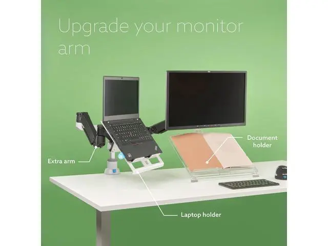 Alt view image 5 of 6 - R-Go Zepher Monitor Arm, Single Monitor Desk Mount with Clamp, Adjustable Height & Rotation, Customizable Options for Optimal Ergonomics, up to 32Inch Monitors, Weigh max 8KG, Matte silver/black