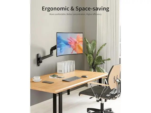 Alt view image 7 of 7 - Monitor Wall Mount for Flat or Curved Screens up to 38" Within 25 lbs, Full Motion Adjustable Monitor Arm Wall Mount with Cable Management, VESA 75x75/100x100mm, Black