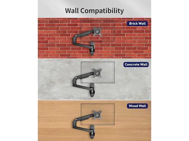Alt view image 6 of 7 - Monitor Wall Mount for Flat or Curved Screens up to 38" Within 25 lbs, Full Motion Adjustable Monitor Arm Wall Mount with Cable Management, VESA 75x75/100x100mm, Black