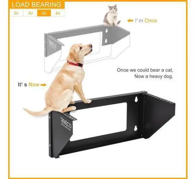 Alt view image 3 of 6 - RIVECO 4U Wall Mount Rack for Network. Reinforced Heavy Load 66-99 LBS Small Server Racks Vertical & Horizontal Mounting for 19 inches IT & Studio Equipment.