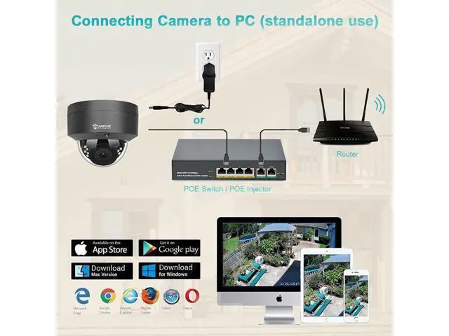 Alt view image 6 of 7 - Anpviz 5MP PoE Camera, Outdoor Vandal Dome Security PoE IP Camera with Audio, 98ft Night Vision, H.265, 24/7 Recording Waterproof IP66 Indoor, Wide Angle 2.8mm (Grey), NDAA Compliant (U Series)