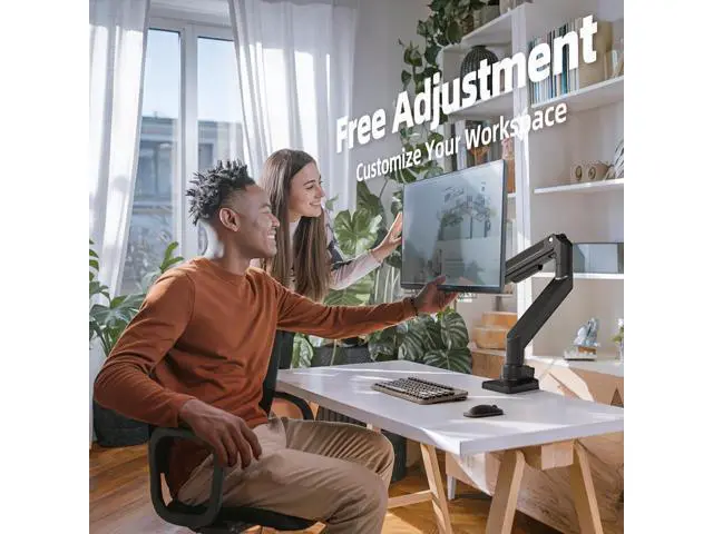Alt view image 7 of 7 - Claiks Single Monitor Mount for Max 49 inch Screens Stand up to Max 44 lbs, Ergonomic Gas Spring Heavy-Duty Adjustable Monitor Arm, with Clamp and Grommet Base, VESA Mounting Holes 75&100mm, Black