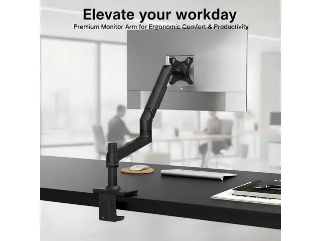 Alt view image 7 of 7 - Single Monitor Arm Desk Mount, Holds Screens up to 40 Inches and 25 lbs, Fully Adjustable Vesa Monitor Mount with C-Clamp and Grommet Base, Aluminum, Black
