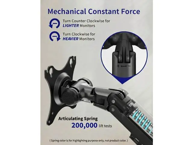 Alt view image 3 of 7 - Single Monitor Arm Desk Mount, Holds Screens up to 40 Inches and 25 lbs, Fully Adjustable Vesa Monitor Mount with C-Clamp and Grommet Base, Aluminum, Black