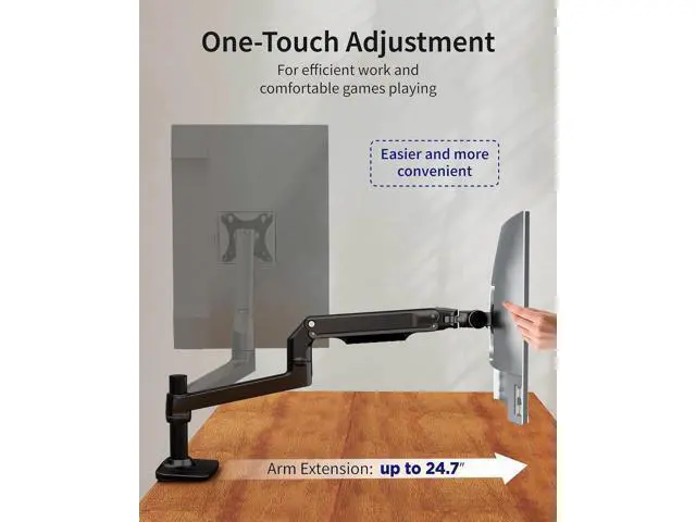 Alt view image 5 of 7 - Single Monitor Arm Desk Mount, Holds Screens up to 40 Inches and 25 lbs, Fully Adjustable Vesa Monitor Mount with C-Clamp and Grommet Base, Aluminum, Black
