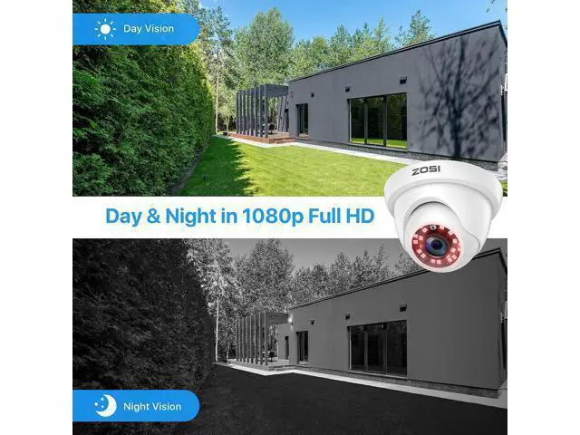 Alt view image 5 of 7 - ZOSI 4 Pack 2MP 1080p HD-TVI Home Security Camera Outdoor Indoor 1920TVL, 24PCS LEDs, 80ft Night Vision, 90°View Angle, Weatherproof Surveillance CCTV Dome Camera