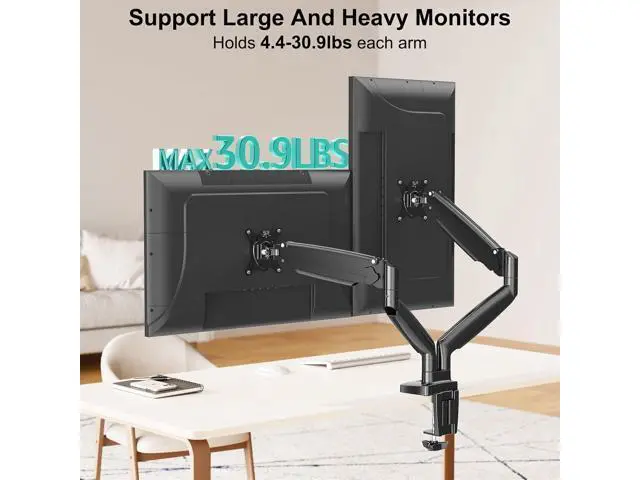 Alt view image 4 of 7 - MOUNT PRO Dual Monitor Desk Mount fits 22 to 39 Ultrawide Computer Screen, Holds up to 30.9lbs Each, Fully Adjustable Long Monitor Arm for Two Monitors, Gas Spring Monitor Stand, 100x100 VESA Mount