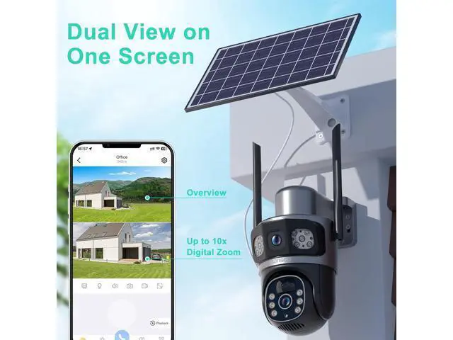 Alt view image 7 of 7 - SANSCO 2K 4MP Dual-Lens Solar Security Camera Wireless Outdoor, Battery Powered PTZ Camera for Home Security, Color Night Vision, 2-Way Audio, PIR Motion Detection, Humanoid Auto Tracking